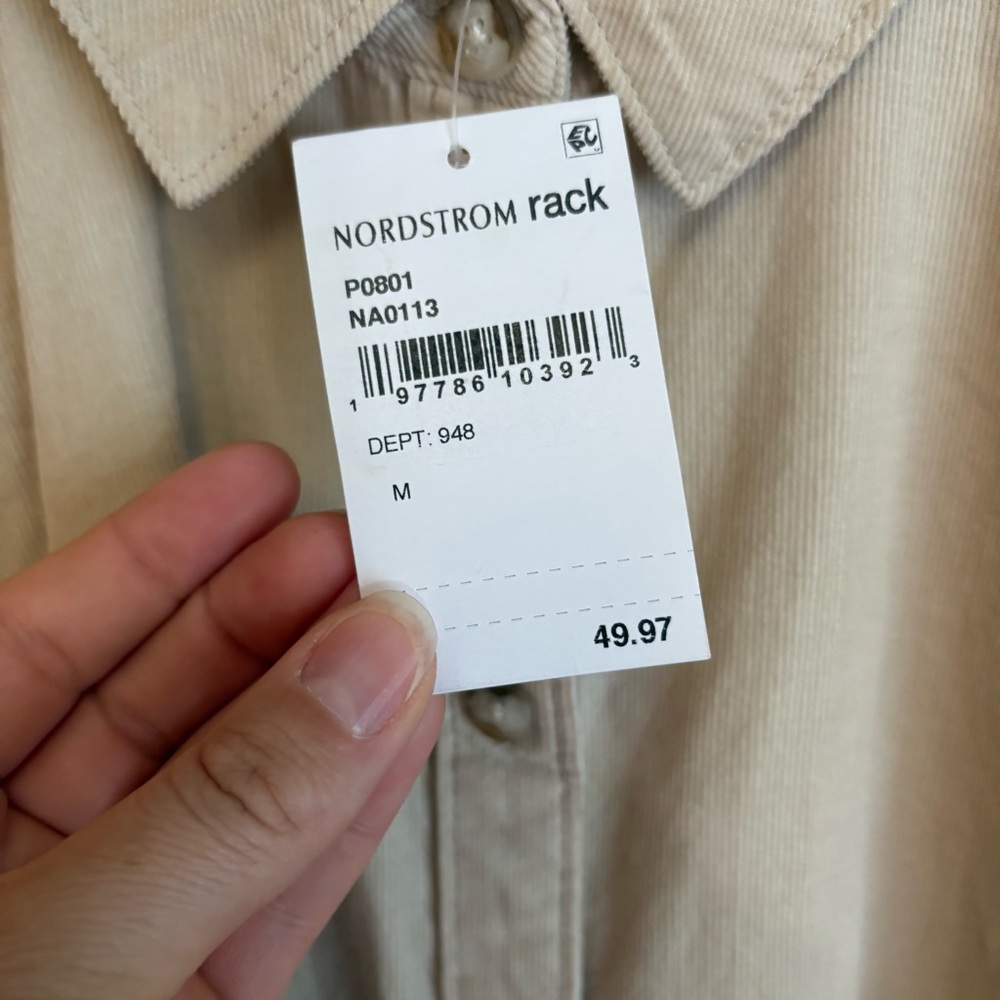 NWT Madewell Beige High-Low Corduroy Shirt in women’s size medium‎ - Picture 5 of 9